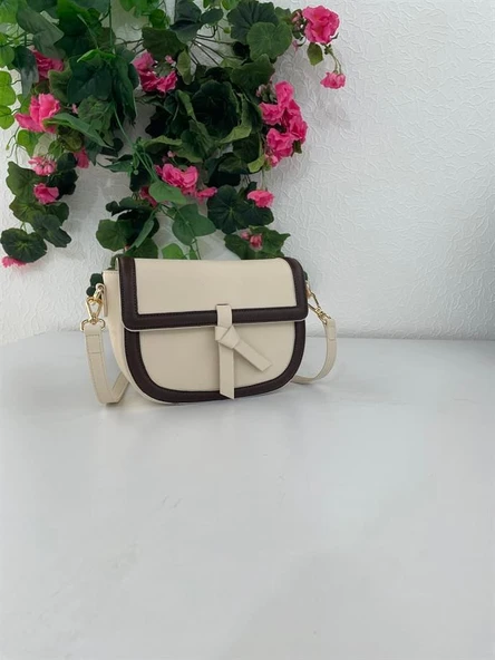 Suni Deri Kadın Omuz Çantası BejKahve - 3