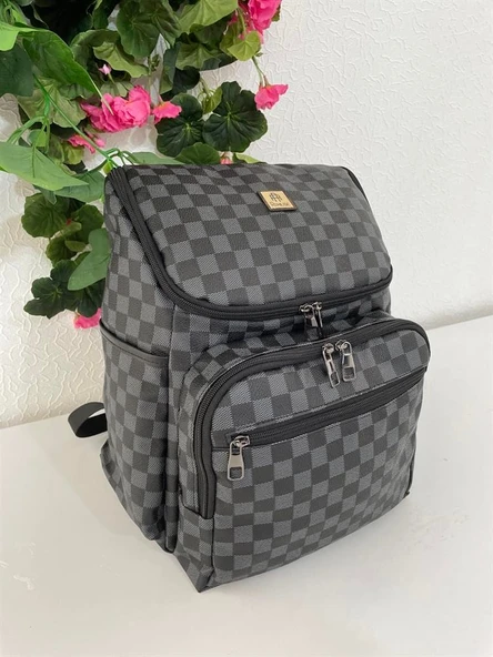 Unisex Sırt Çantası Kareli Siyah Gr - 2