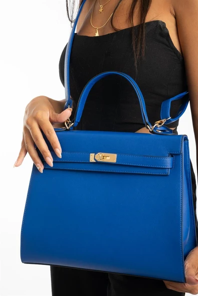 Klasi̇k Model Ki̇li̇tli̇ Kadın El Omuz Çantası Saks - 2