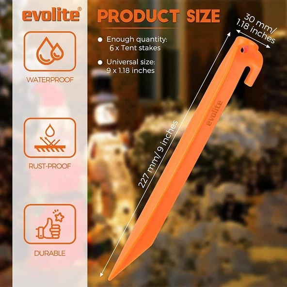 Evolite Arancio ABS Çadır Kazığı 23 cm 6 Adet - 2