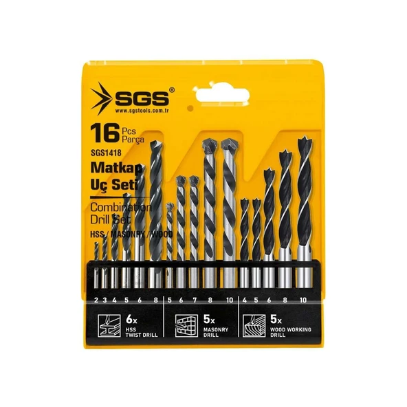 Sgs 1418 Ahşap Metal Beton Matkap Ucu Seti 16 Parça