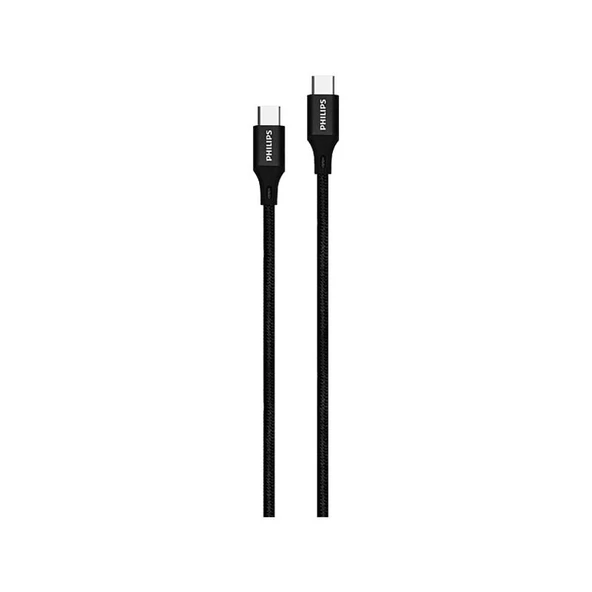 PHILIPS DLC5531C TYPE-C TO TYPE-C 1,2MT PD 480 MBPS SİYAH ÖRGÜLÜ ŞARJ KABLOSU