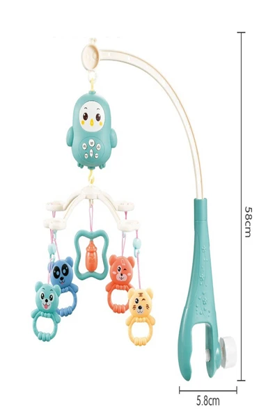 Uzaktan Kumandalı Melodili Hayvan Figürlü Ses Ayarlı Beşik Dönencesi Uyku Yardımcısı - Resim 3