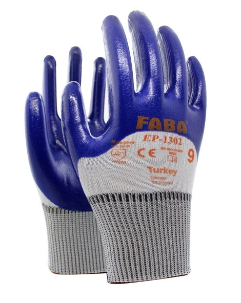 Faba EP-1302 Nitril Polyester Eldiven No 9/L