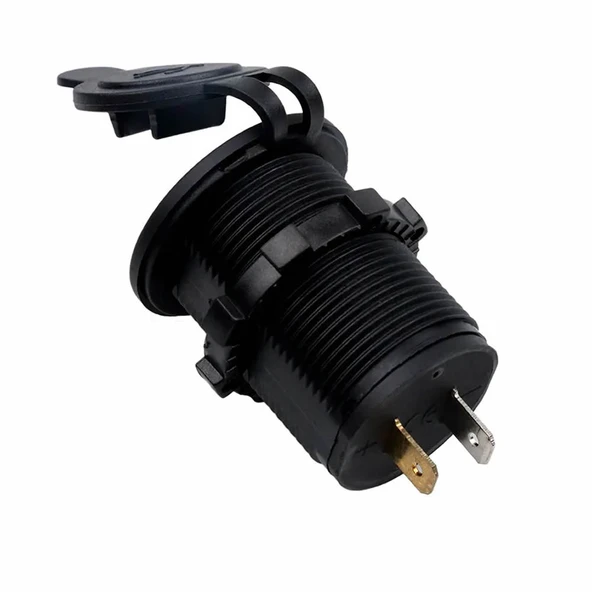 Dual Usb Çıkış 30V to 5V Su Geçirmez Çift Usb Çıkış Güç Kaynağı  12V/24V to 5V 1A 2.1A Otomobil Motosiklet Tekne Araç Şarj Cihazı Panel Tip Montaj Plastik Koruma Kapağı - 4