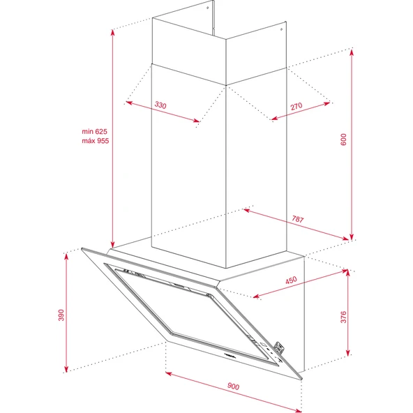DLV 98660 BK 90 CM FRESH AİR DUVAR TİPİ SİYAH DAVLUMBAZ - 3