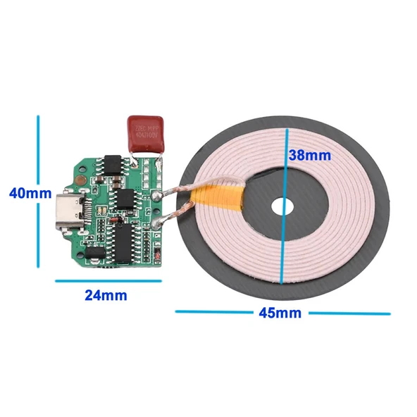 Kablosuz Şarj Modülü Type C 15W  5V 1A 9V 1.5A Mobil Akıllı Telefon Oyuncak Pil Şarj QI WPC V1.2.3 Samsung Apple DFR2V8 - Resim 8