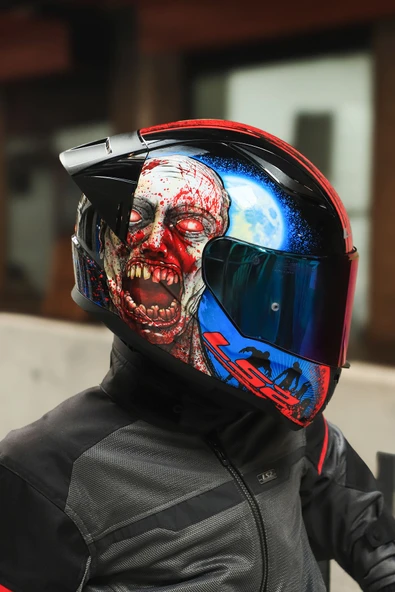 LS2 RAPID 2 RACE ZOMBIE SİYAH-KIRMIZI KASK - 6