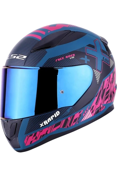 LS2 RAPID 2  XTREET MAT MAVİ-MOR  FULLFACE MOTOSİKLET KASKI MAVİ CAMLI - 2