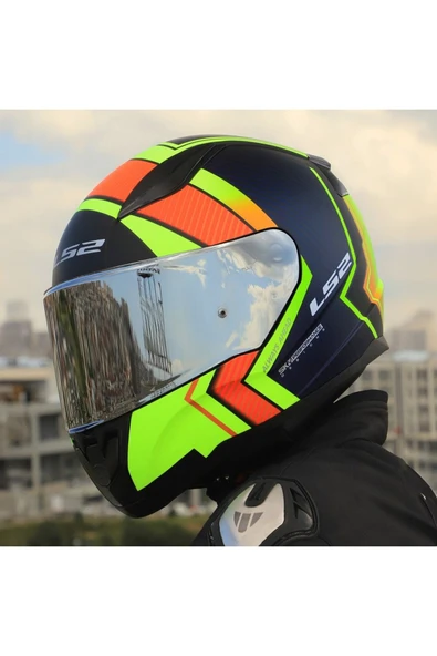 LS2 RAPID 2 EXTRA MAT NEON SARI FULLFACE MOTOSİKLET KASKI GRİ CAMLI - 3