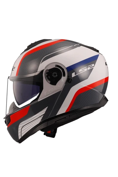 LS2 Strobe 2 Çene Açılır Kask Monza Siyah Beyaz Kırmızı - 2