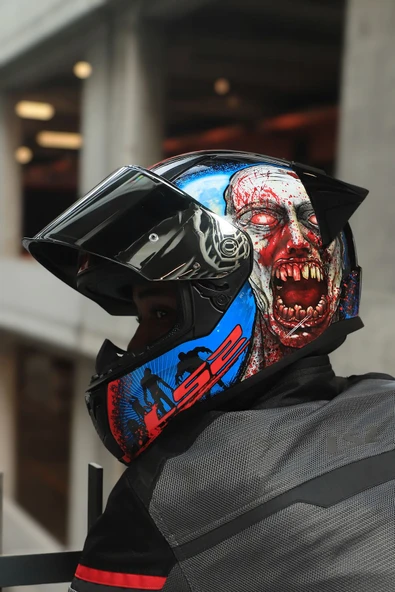 LS2 RAPID 2 RACE ZOMBIE SİYAH-KIRMIZI KASK - 7