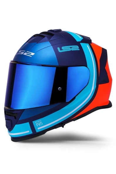 LS2 Storm 2 Slant Mat Mavi Turuncu Kask - 2