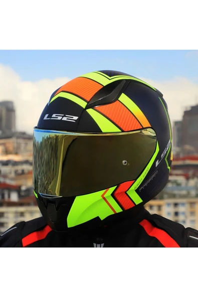 LS2 RAPID 2 EXTRA MAT NEON SARI FULLFACE MOTOSİKLET KASKI GOLD CAMLI - 4