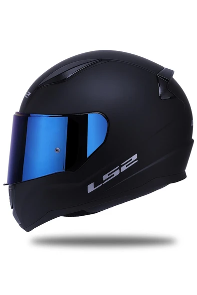 LS2 Rapıd 2 Mat Siyah Fullface Motosiklet Kaskı Mavi Camlı