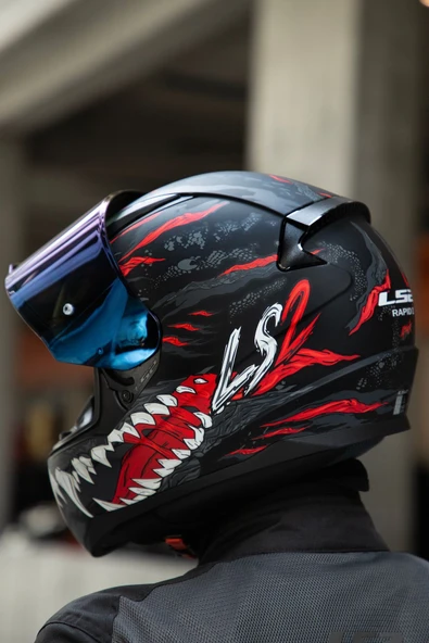 LS2 RAPID 2 KAIJU MAT SİYAH-KIRMIZI-BEYAZ KASK - 3