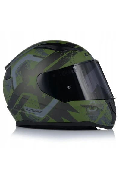 LS2 RAPID II THUNDER BIRDS MAT YEŞİL MOTOSİKLET KASKI SİYAH CAMLI - 4