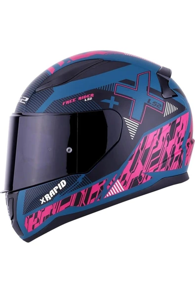 LS2 RAPID 2  XTREET MAT MAVİ-MOR  FULLFACE MOTOSİKLET KASKI SİYAH CAMLI - 2