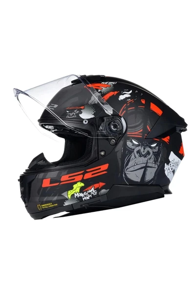 LS2 Stream 2 Angry Monkey Kapalı Kask Mat Siyah-kırmızı - Resim 2