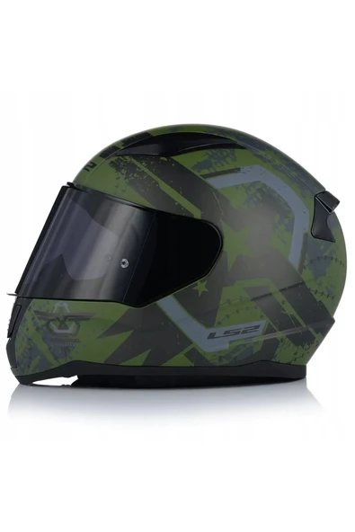 LS2 RAPID II THUNDER BIRDS MAT YEŞİL MOTOSİKLET KASKI SİYAH CAMLI - 2