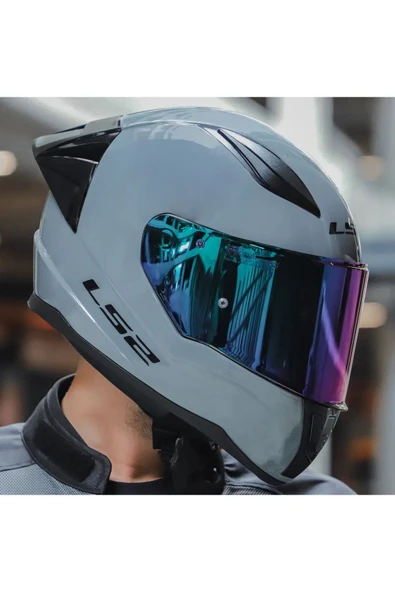 LS2 Rapıd 2 Race Nardo Gri  Fullface Motosiklet Kaskı Gökkuşağı Camlı