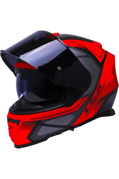 LS2 Storm 2 Faster Mat Kırmızı Fullface Motosiklet Kaskı Siyah Camlı - 3