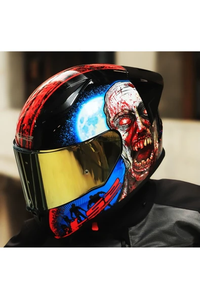 LS2 Rapıd 2 Race Zombıe Fullface Motosiklet Kaskı Gold Camlı