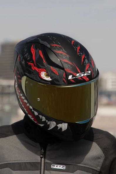 LS2 RAPID 2 RACE KAIJU MAT SİYAH-KIRMIZI-BEYAZ KASK - 5