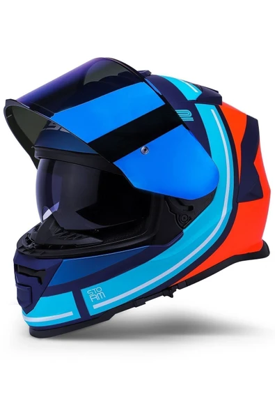 LS2 Storm 2 Slant Mat Mavi Turuncu Kask - 3