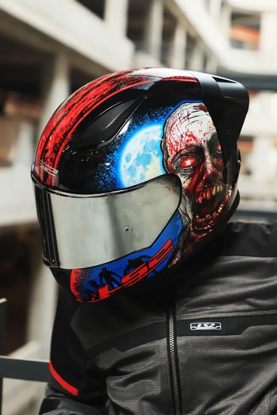 LS2 RAPID 2 RACE ZOMBIE SİYAH-KIRMIZI KASK - 6