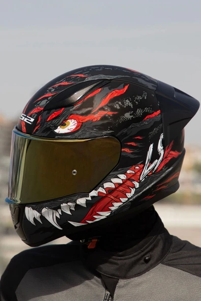 LS2 RAPID 2 RACE KAIJU MAT SİYAH-KIRMIZI-BEYAZ KASK - 6