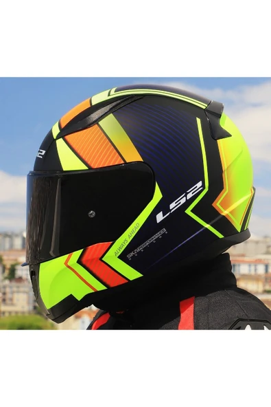 LS2 RAPID 2 EXTRA MAT NEON SARI FULLFACE MOTOSİKLET KASKI SİYAH CAMLI