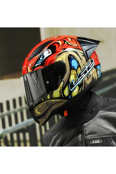 LS2 RAPID 2 RACE SPOX KIRMIZI-GRİ KAPALI MOTOSİKLET KASKI GRİ CAMLI - 2