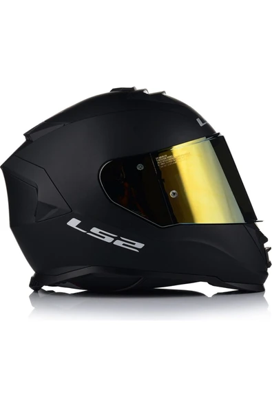 LS2 Storm 2 Mat Siyah Kapalı Motosiklet Kaskı Gold Camlı - 3
