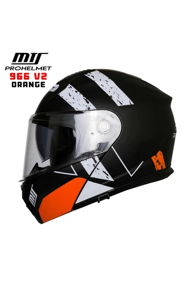 MTS M-966 Çeneaçılır Motosiklet Kaskı Turuncu - 2