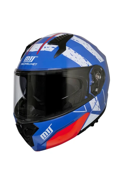 MTS M966 GÜNEŞ VİZÖRLÜ ÇENE AÇILIR MOTOSİKLET KASKI MAVİ