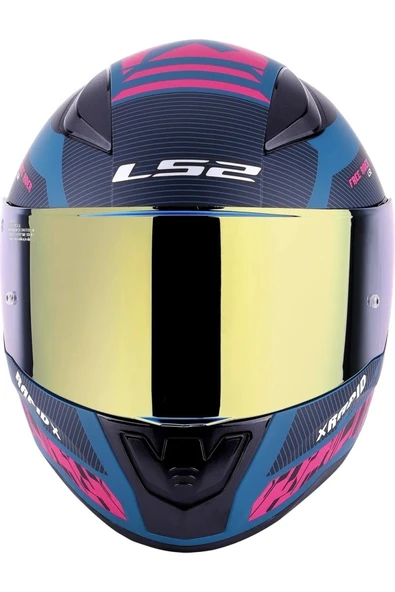 LS2 RAPID 2  XTREET MAT MAVİ-MOR  FULLFACE MOTOSİKLET KASKI GOLD CAMLI - 3
