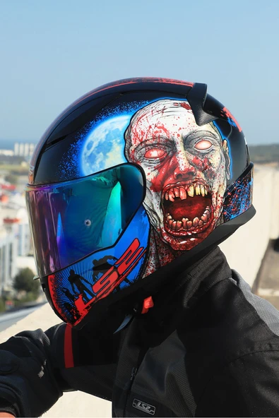 LS2 RAPID 2 ZOMBIE SİYAH-KIRMIZI KASK - 5