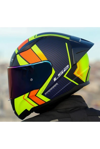 LS2 RAPID 2 RACE EXTRA MAT NEON SARI FULLFACE MOTOSİKLET KASKI GÖKKUŞAĞI CAMLI