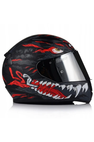 LS2 Rapıd 2 Kaıju Mat Siyah-Kırmızı Fullface Motosiklet Kaskı Gri Camlı - 2