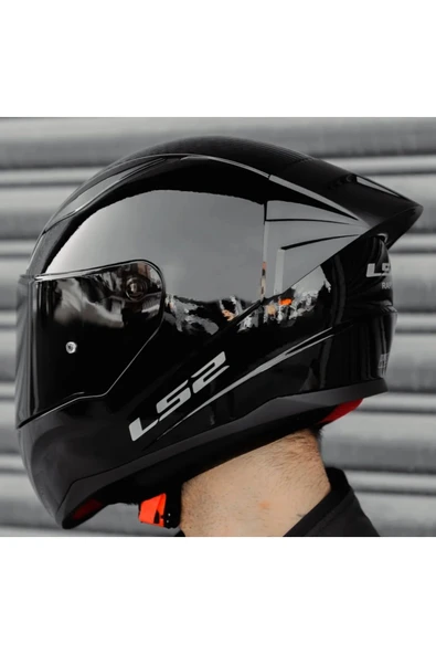LS2 Rapıd 2 Race Parlak Siyah Full Face Motosiklet Kaskı Siyah Camlı - 4