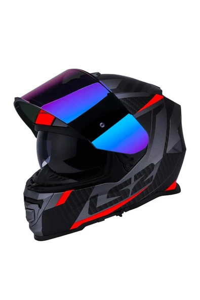 LS2 Storm 2 Racer Full Face Motosiklet Kaskı Gökkuşağı Vizörlü - 5
