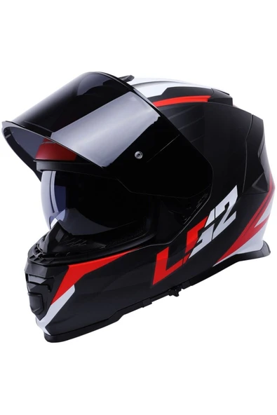 LS2 Storm 2 Nerve Kırmızı  Full Face  Motosiklet Kaskı Siyah Camlı - 2