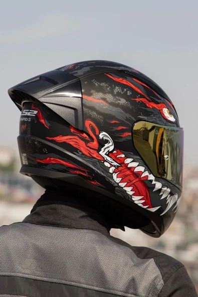LS2 RAPID 2 RACE KAIJU MAT SİYAH-KIRMIZI-BEYAZ KASK - 2