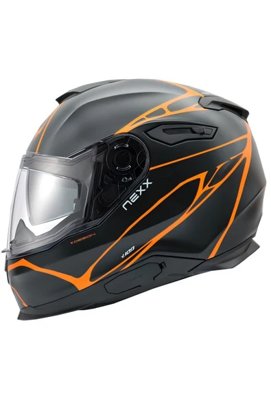 Nexx Y.100 B-side Kapalı Motosiklet Kask Mat Siyah Turuncu