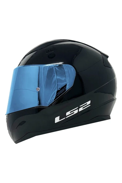 LS2 Rapıd 2 Parlak Siyah Fullface Motosiklet Kaskı Mavi Camlı