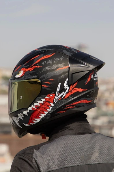 LS2 RAPID 2 RACE KAIJU MAT SİYAH-KIRMIZI-BEYAZ KASK - 3