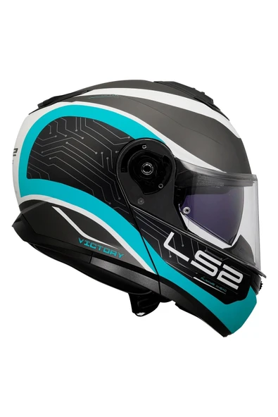 LS2 Strobe 2 Vıctory Mat Tıtanıum-beyaz-metal Mavi Kask - 5