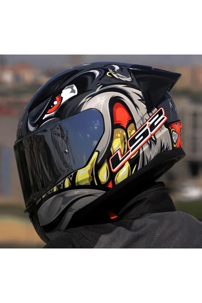 LS2 RAPID 2 RACE SPOX GRİ-KIRMIZI KAPALI MOTOSİKLET KASKI GRİ CAMLI