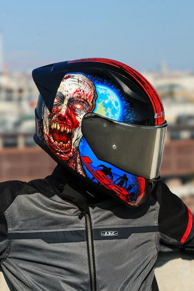 LS2 RAPID 2 RACE ZOMBIE SİYAH-KIRMIZI KASK - 1